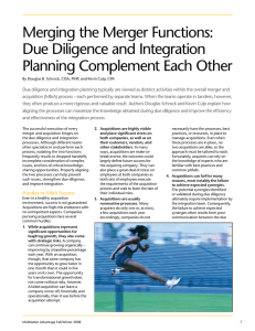 Merging the Merger Functions: Due Diligence and Integration Planning Complement Each Other