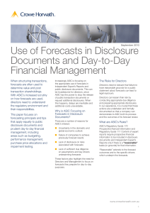 Use of Forecasts in Disclosure Documents and Day-to-Day Financial Management