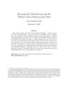 Heterogeneity, Risk Sharing and the Welfare Costs of Idiosyncratic Risk Sam Schulhofer-Wohl