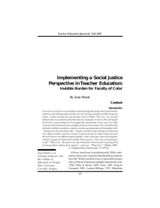 Implementing a Social Justice Perspective in Teacher Education: By Jean Moule