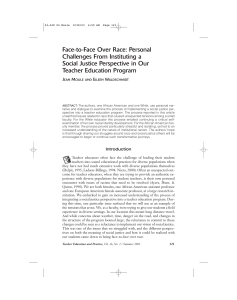 Face-to-Face Over Race: Personal Challenges From Instituting a Teacher Education Program