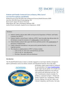   Patient and Family­Centered Care at Emory, Who Cares? Current Perceptions and Beliefs 