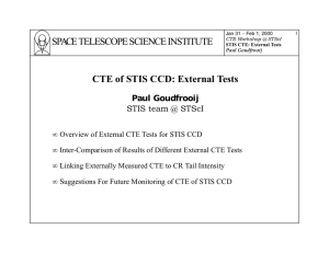 SPACE TELESCOPE SCIENCE INSTITUTE CTE of STIS CCD: External Tests Paul Goudfrooij