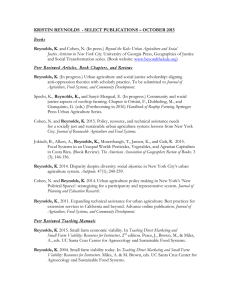 KRISTIN REYNOLDS  - SELECT PUBLICATIONS – OCTOBER 2015 Reynolds, K. Books