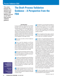 The Draft Process Validation Guidance – A Perspective from the FDA