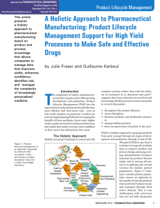 A Holistic Approach to Pharmaceutical Manufacturing: Product Lifecycle