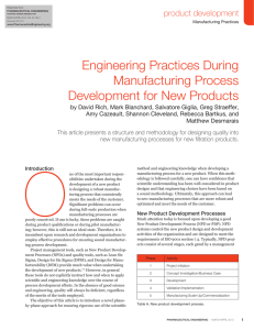 Engineering Practices During Manufacturing Process Development for New Products product development