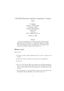 CAVIAR Hardware Interface Standards, Version 2.01