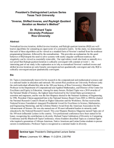 President’s Distinguished Lecture Series Texas Tech University Dr. Richard Tapia University Professor