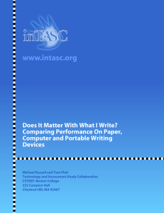 www.intasc.org Does It Matter With What I Write? Comparing Performance On Paper,