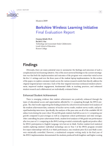 Findings Berkshire Wireless Learning Initiative Final Evaluation Report March 2009