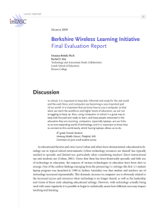 Discussion Berkshire Wireless Learning Initiative Final Evaluation Report March 2009