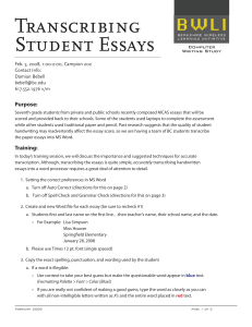 Transcribing Student Essays Purpose: Computer