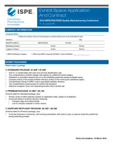 Exhibit Space Application And Contract 2016 ISPE/FDA/PQRI Quality Manufacturing Conference COMPANY INFORMATION