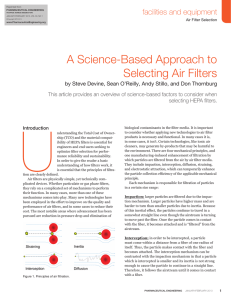 A Science-Based Approach to Selecting Air Filters facilities and equipment