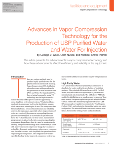 Advances in Vapor Compression Technology for the Production of USP Purified Water