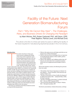 Facility of the Future: Next Generation Biomanufacturing Forum facilities and equipment