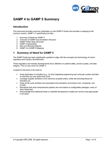 GAMP 4 to GAMP 5 Summary Introduction