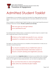Admitted Student Tasklist