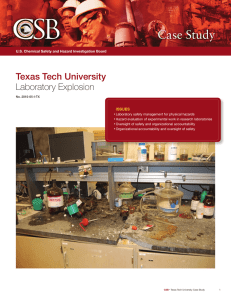 Case Study Texas Tech University Laboratory Explosion ISSUeS