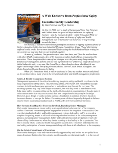 Professional Safety Executive Safety Leadership  By Dan Petersen and Kyle Dotson