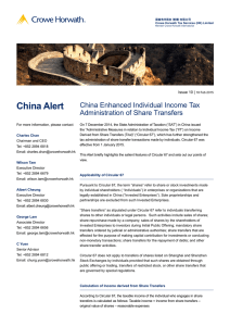 China Alert China Enhanced Individual Income Tax Administration of Share Transfers