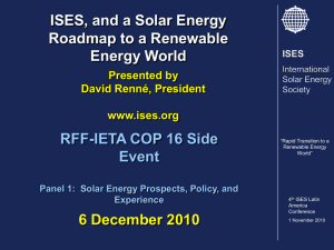 RFF-IETA COP 16 Side Event 6 December 2010 ISES, and a Solar Energy