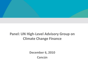 Panel: UN High-Level Advisory Group on Climate Change Finance December 6, 2010 Cancún