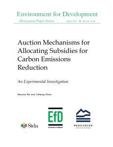 Environment for Development Auction Mechanisms for Allocating Subsidies for Carbon Emissions