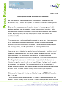 6 March 2013 ’s Sustainable Rail Programme.