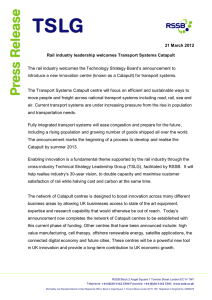 the Technology Strategy Board’s announcement to The rail industry welcomes