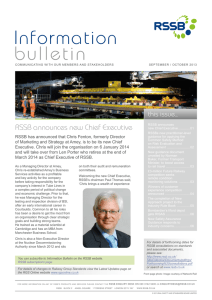 bulletin Information RSSB announces new Chief Executive this issue...