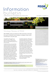 bulletin Information Strategic Review of RSSB this issue...