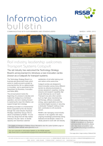 bulletin Information Rail industry leadership welcomes Transport Systems Catapult