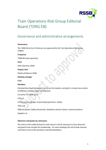 Train Operations Risk Group Editorial Board (TORG EB) Governance and administrative arrangements