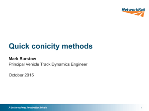 Quick conicity methods Mark Burstow Principal Vehicle Track Dynamics Engineer October 2015