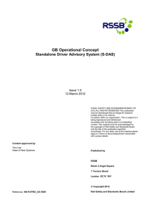 GB Operational Concept Standalone Driver Advisory System (S-DAS)  Issue 1.0