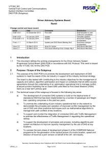 Driver Advisory Systems Board Remit V/TC&amp;C SIC Vehicle/Train Control and Communications