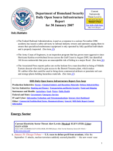 Department of Homeland Security Daily Open Source Infrastructure Report for 30 January 2007