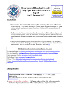 Department of Homeland Security Daily Open Source Infrastructure Report for 29 January 2007