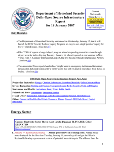 Department of Homeland Security Daily Open Source Infrastructure Report for 18 January 2007