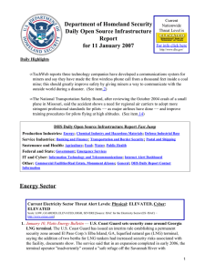 Department of Homeland Security Daily Open Source Infrastructure Report for 11 January 2007