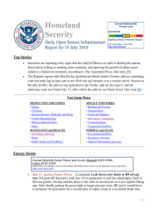 Homeland Security Daily Open Source Infrastructure