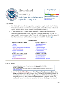 Homeland Security Daily Open Source Infrastructure Report for 15 July 2010