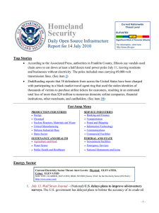 Homeland Security Daily Open Source Infrastructure Report for 14 July 2010