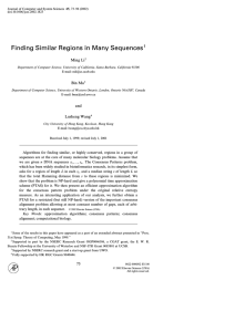 Finding Similar Regions in Many Sequences Ming Li Bin Ma 1