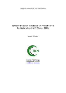 Rapport fra reisen til Pakistan i forbindelse med  Senaid Kobilica