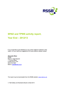 SPAD and TPWS activity report, Year End – 2012/13