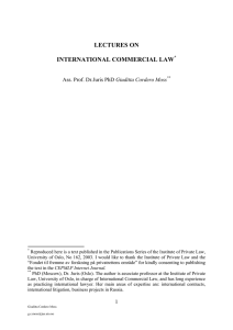 LECTURES ON INTERNATIONAL COMMERCIAL LAW Giuditta Cordero Moss