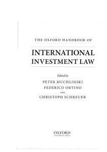 INTERNATIONAL JNVESTMENT LAW THE OXFORD HANDBOOK OF PETER MUCHLINSKI